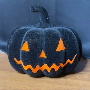 Joann Flocked Black Orange Pumpkin Decor Jack O Lantern Halloween Decoration